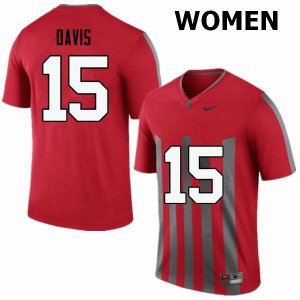 Women's Ohio State Buckeyes #15 Wayne Davis Throwback Nike NCAA College Football Jersey Real BLF3144CK